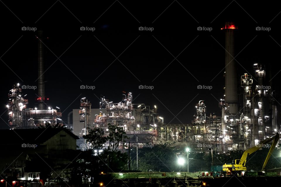 Oil Refinery Plant in the night