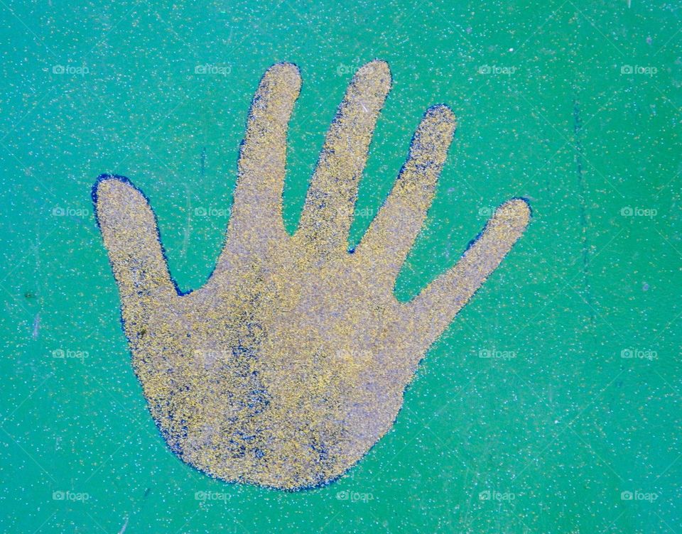 Handprint on street