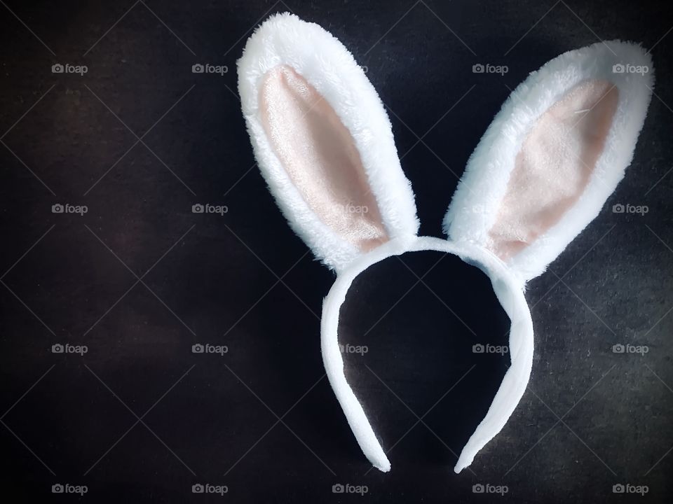Pink and white fuzzy bunny ears for Easter, Easter Headband