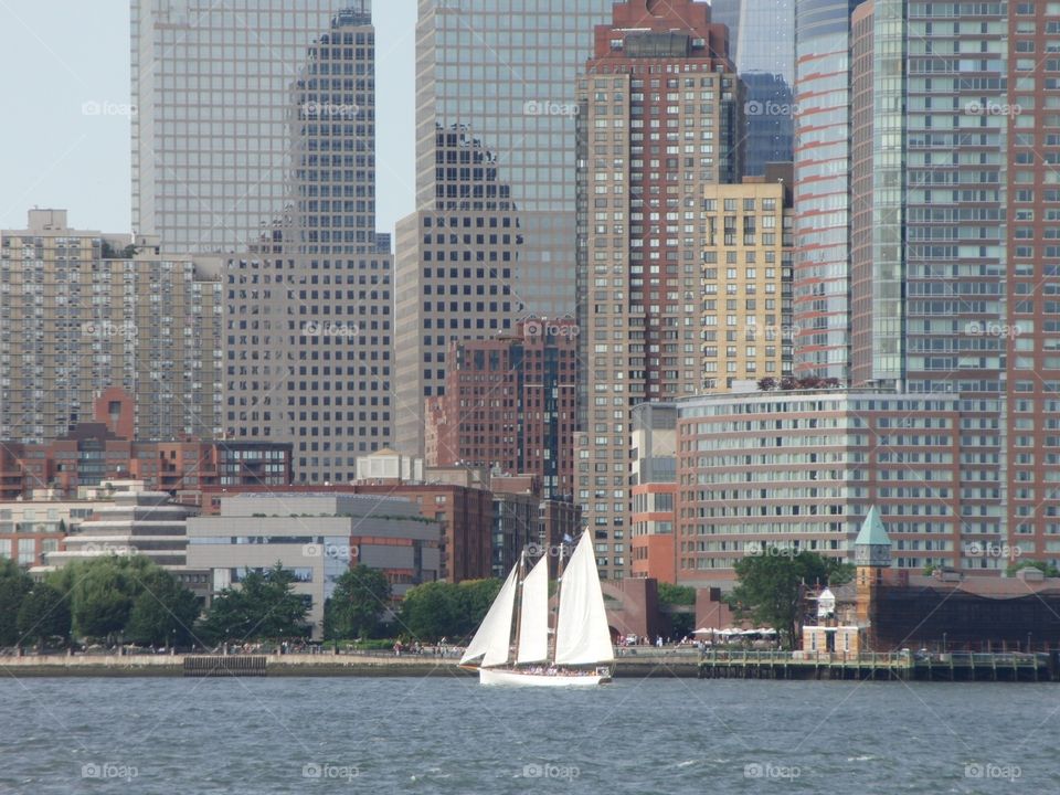 Manhattan with sailboat