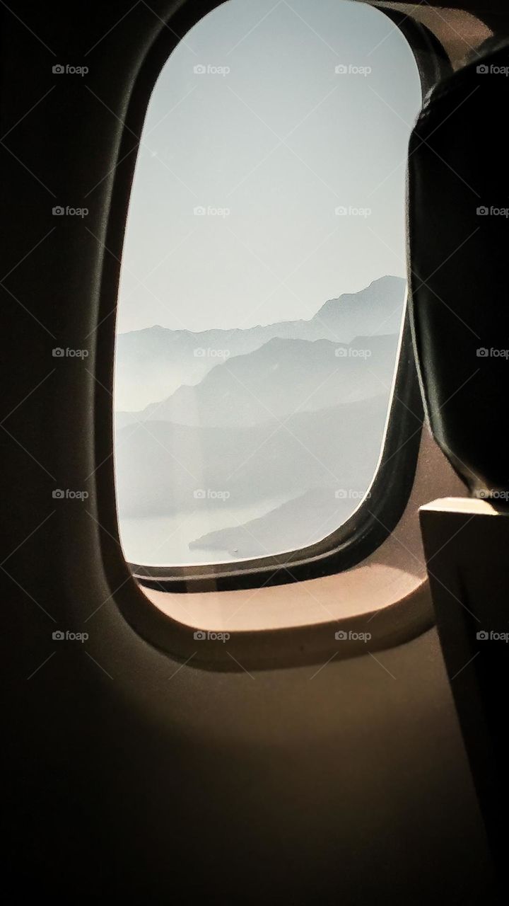 View from above: mountains of Oman as seen from an airplane window