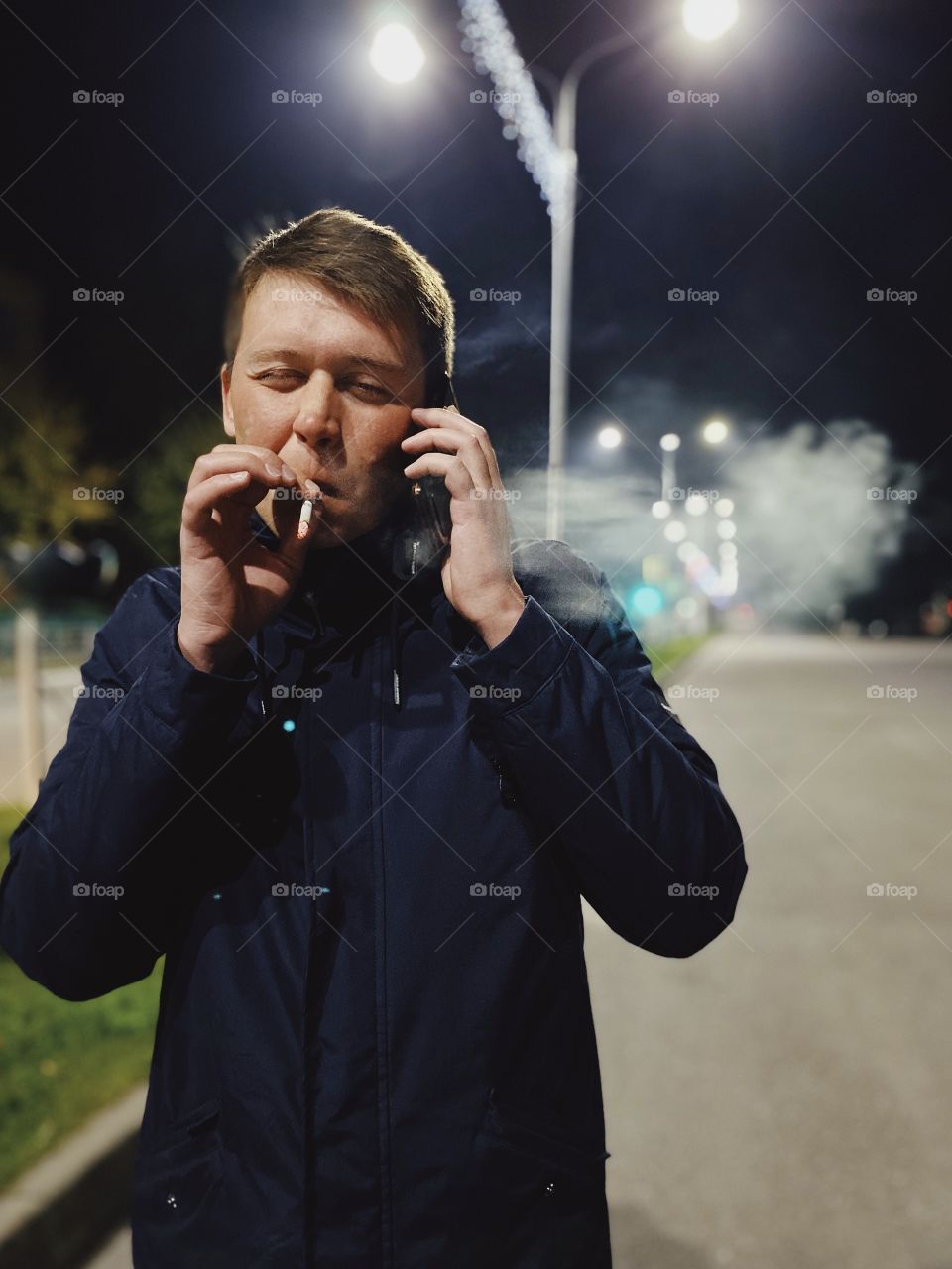 Smoking man portrait