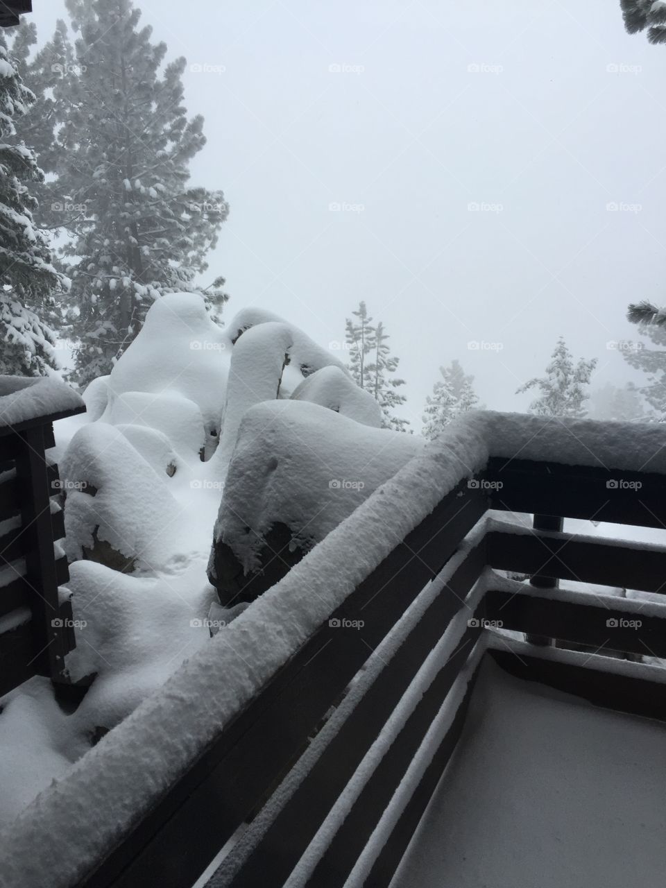 Snow covered deck
