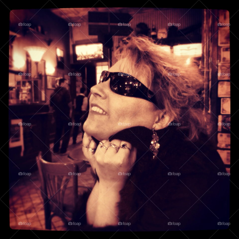 woman sunglasses café me by Nietje70