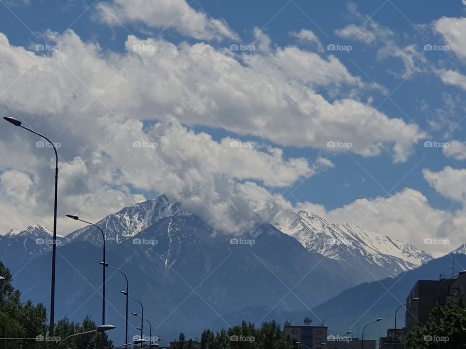 Almaty mountain view in the cloudy day