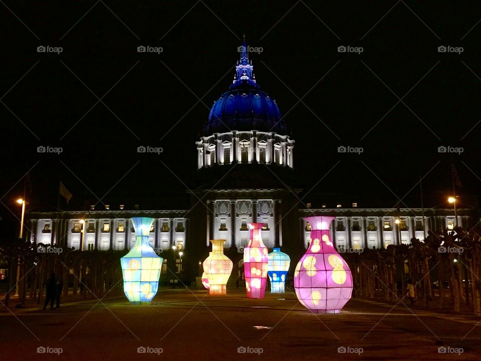 Lanterns next to City Hall