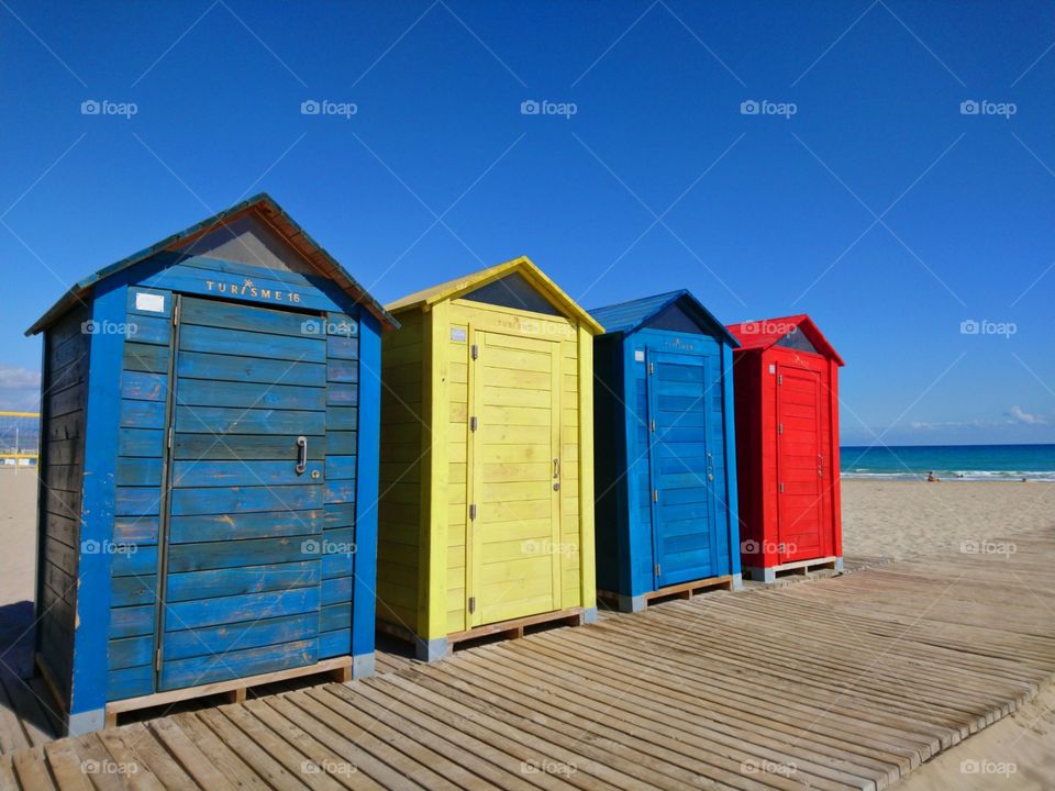 Colorful Beach Huts, Alicante, Playa de San Juan