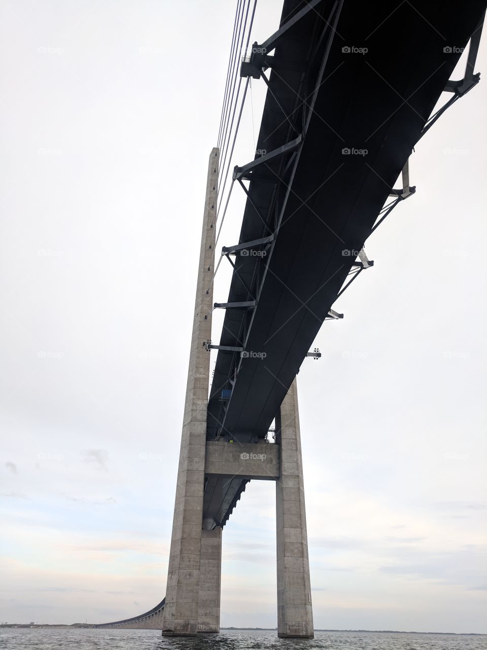 the Öresund bridge towards Sweden shot from water level