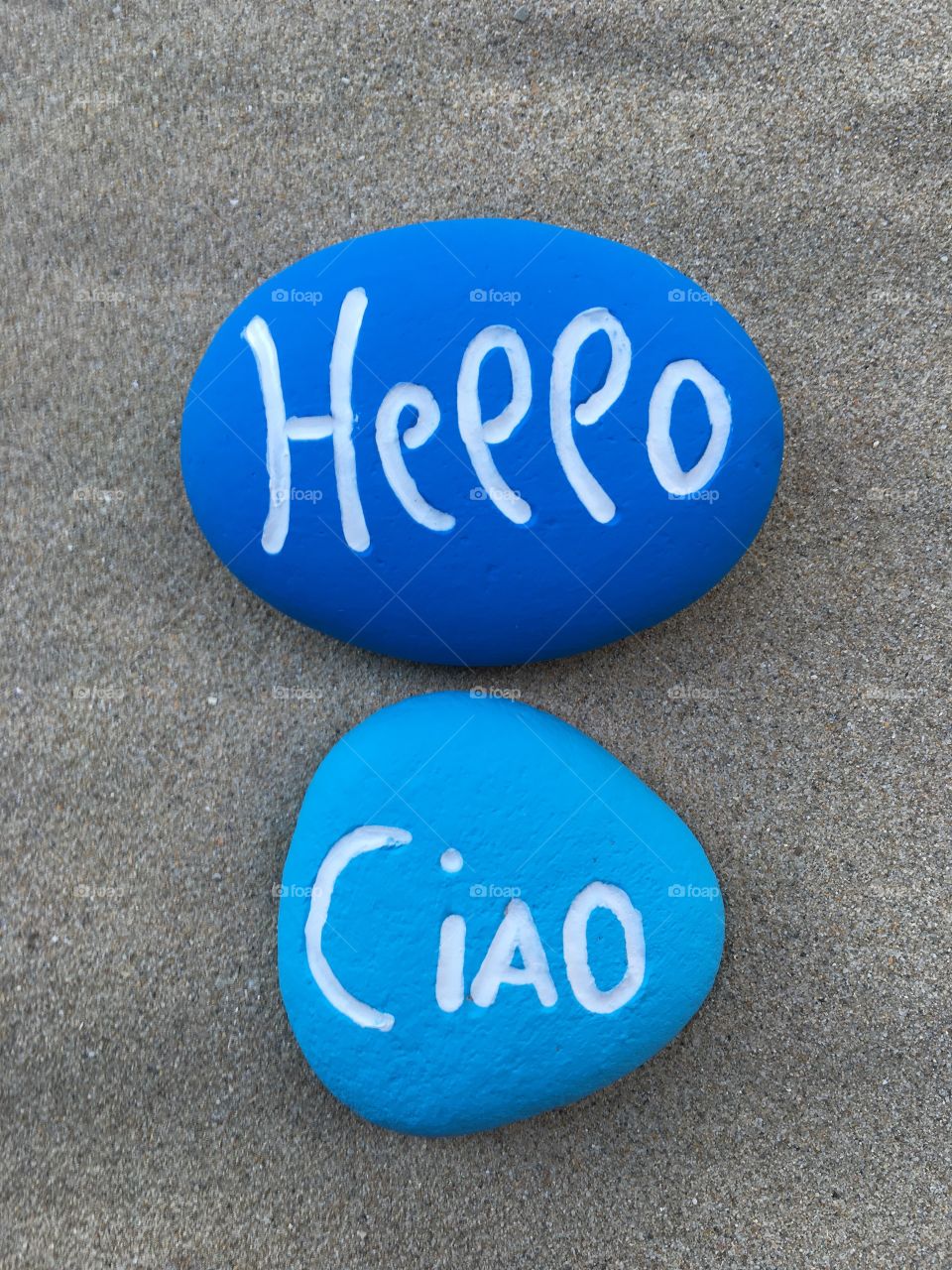 Hello, Ciao on stones 