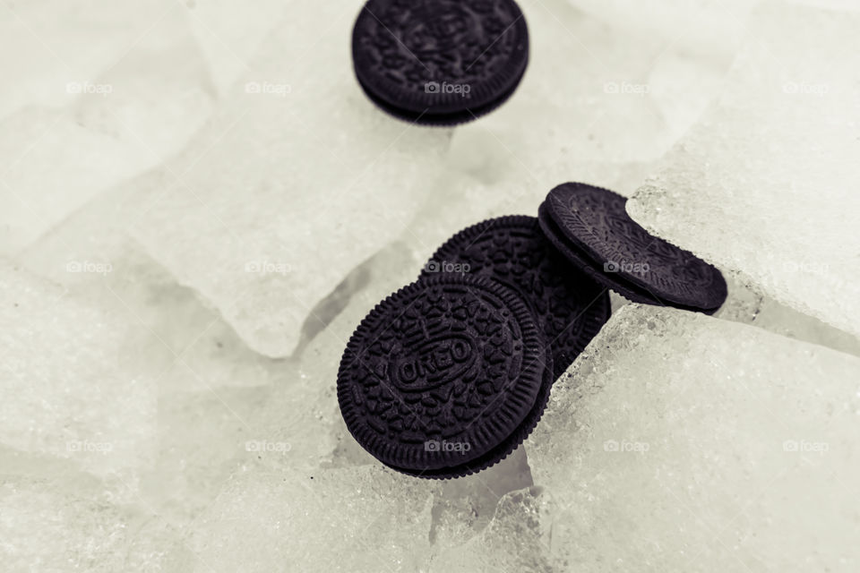 Oreo cookies as thin as ice playful Oreo cookie winter background art photography contrast play 