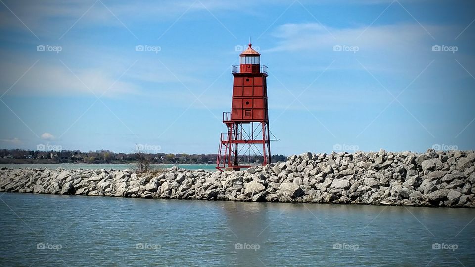 Red Lighthouse Reflection