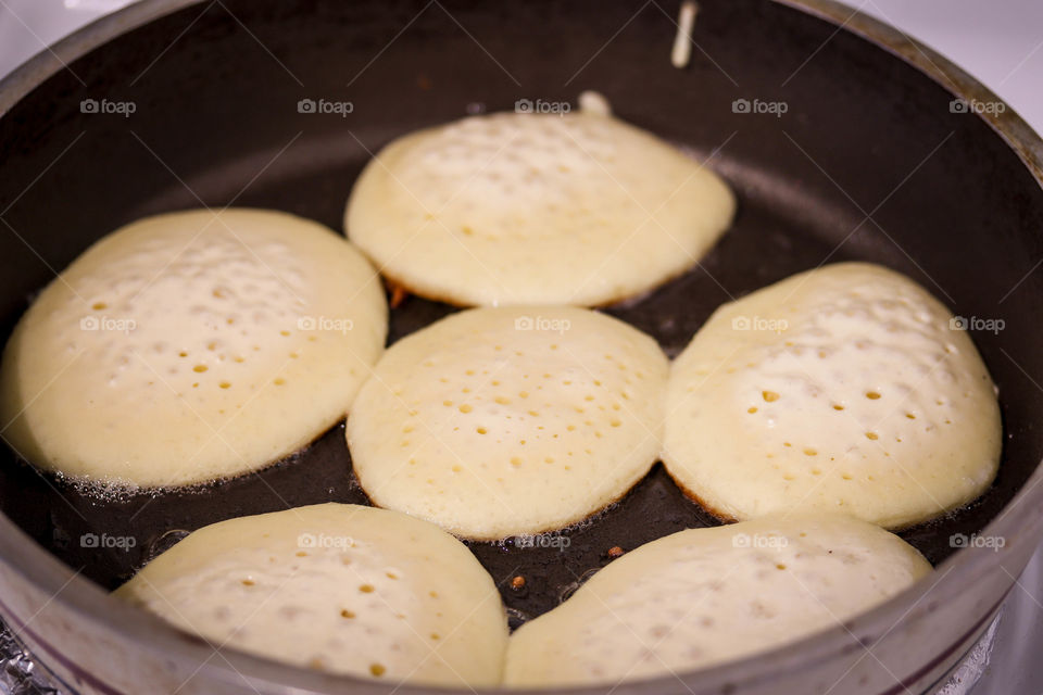 Pancakes on a frying pan