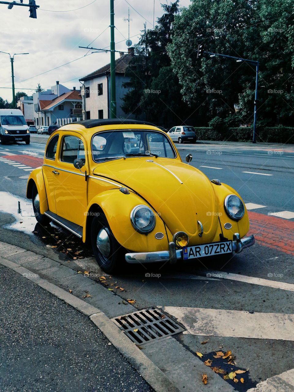 retro yellow car