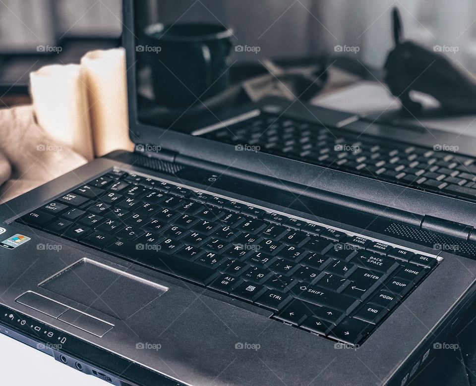 computer, desk with computer, workplace, gadgets