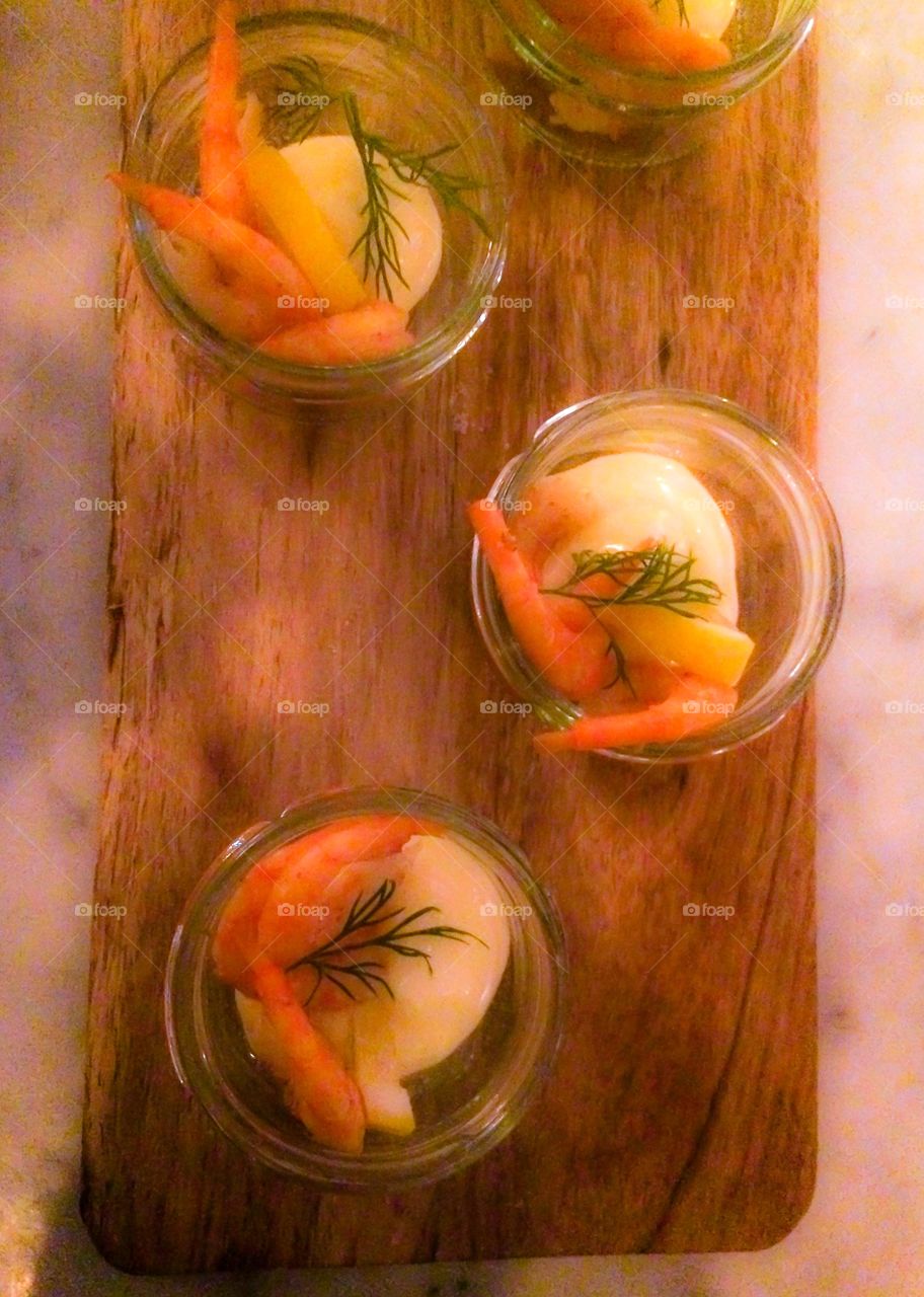 Stockholm Walking Food Tour: Poached Wild-Caught Shrimp with Lemon, Thyme Sprig, & Garlic Herb Aioli - Sweden.