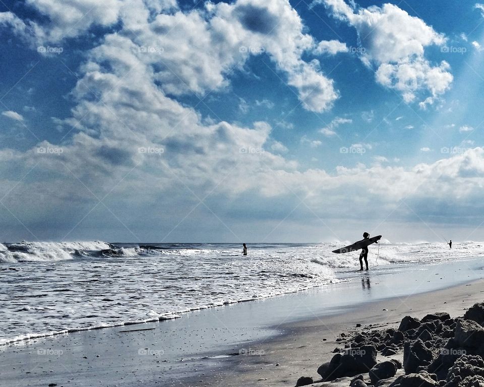 surfer on chilly october day