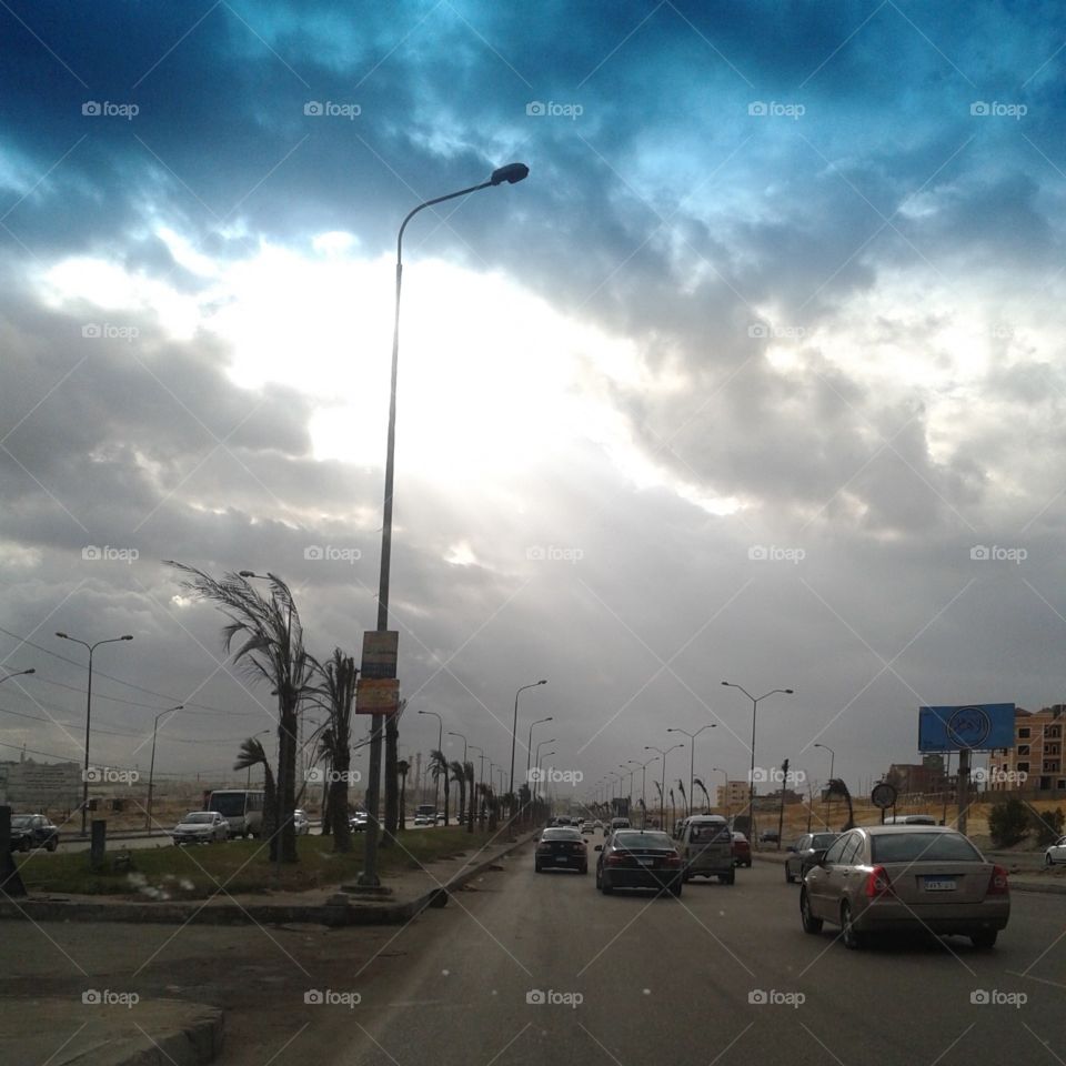 A cloudy day in Egypt on my back home. The sky looks astonishing.