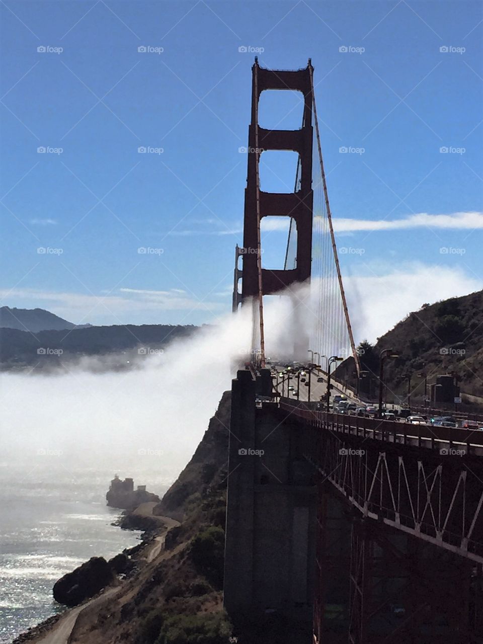 Golden Gate Bridge . Golden Gate Bridge  with fog