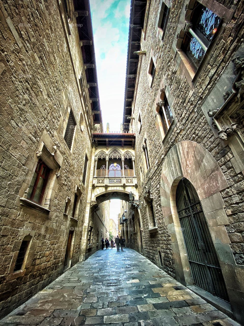 The Gothic Quarter in the city of Barcelona, Spain, is a place that travels you back in time. The past comes to life and becomes one with the present. Walls and streets teach history and you just watch speechless!