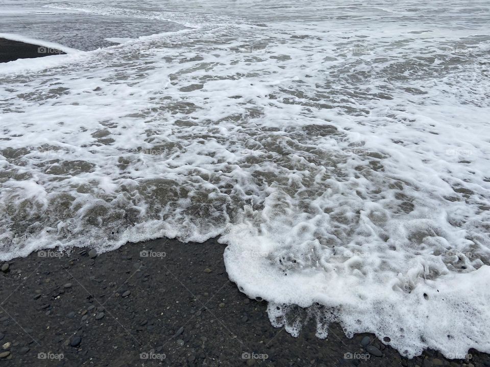 Waves crashing on the shore