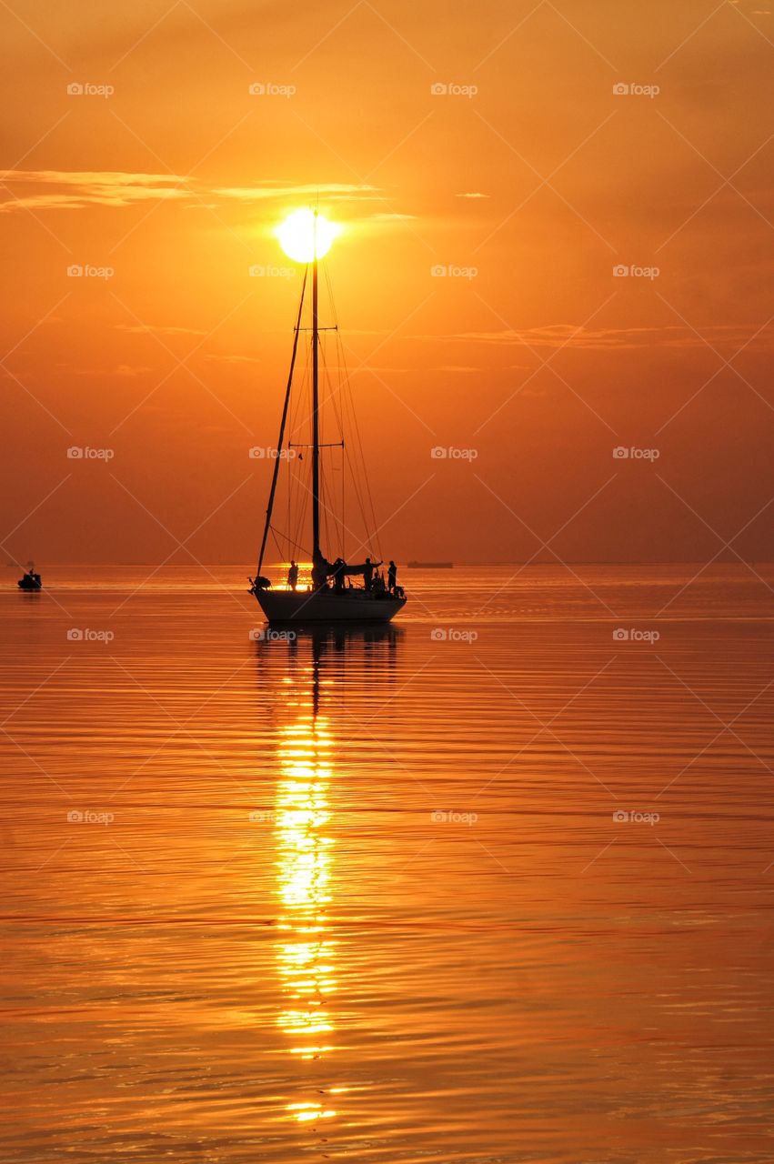 Sailboat in sunset