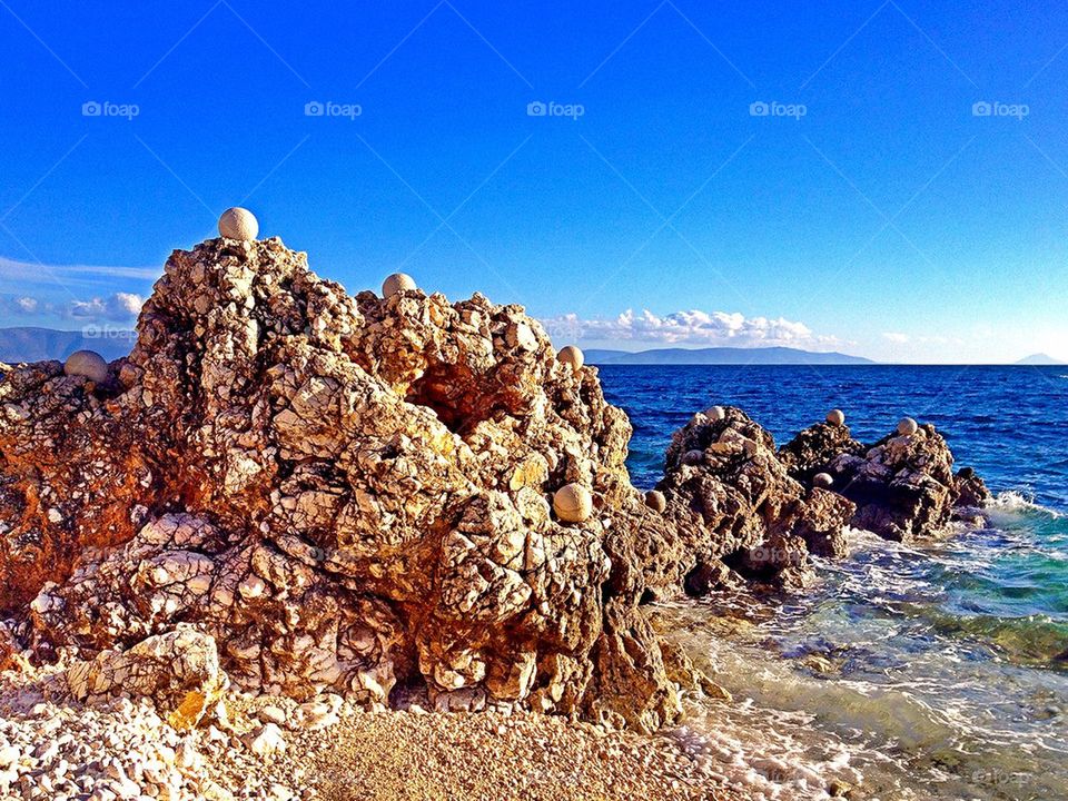 Rock formation on beach