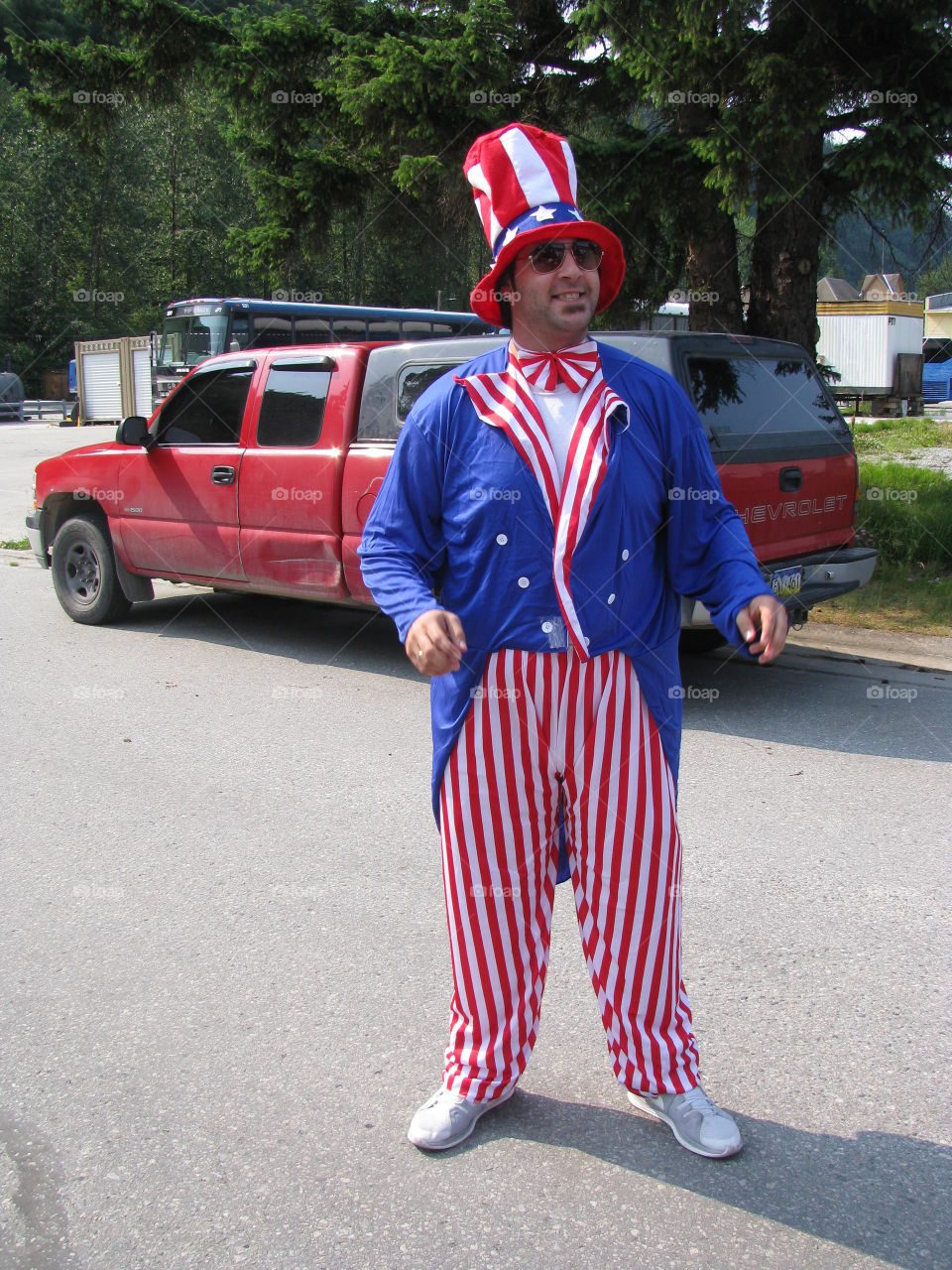 Young man dressed up like Uncle Sam