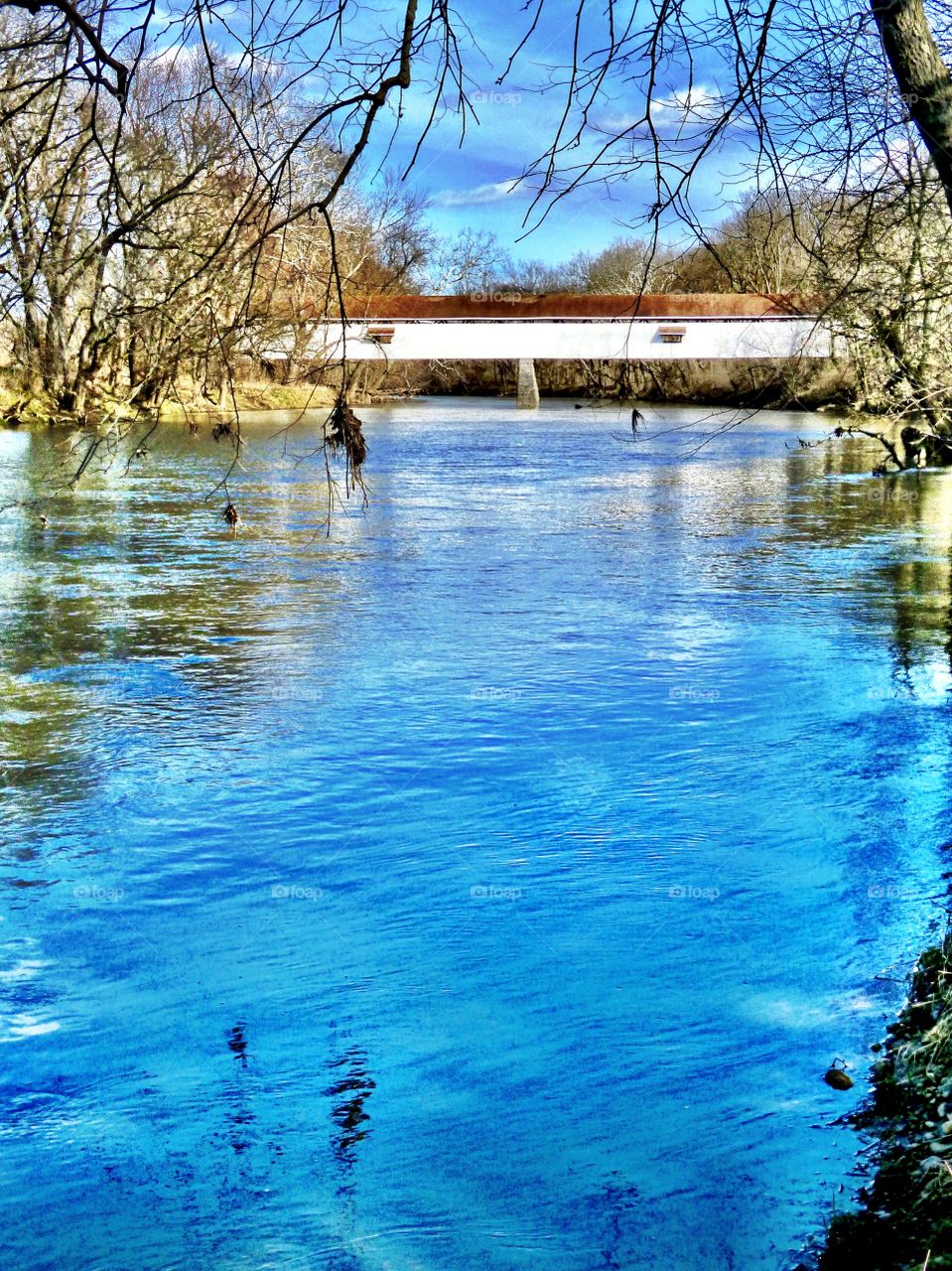 River views and potters covered bridge in Indiana. 