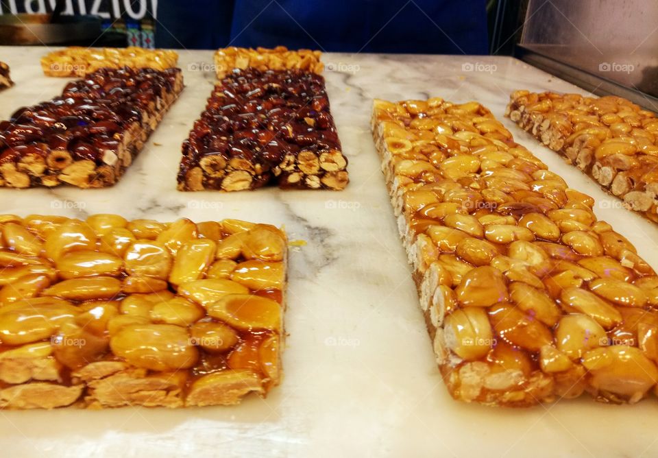 Cupeta in Lecce, Italy. Traditional sweet made with almonds, honey and sugar
