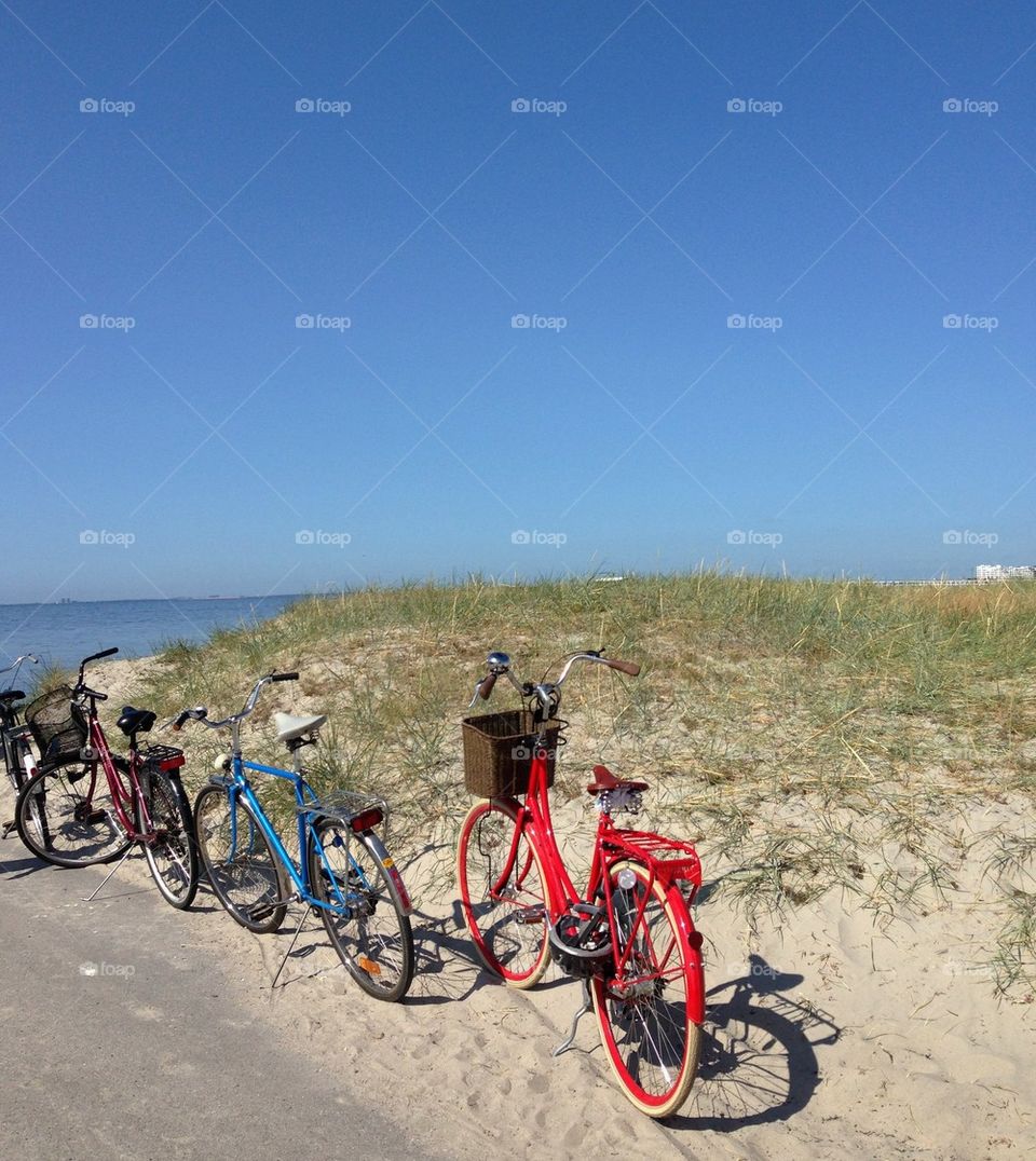 Bikes by the beach.