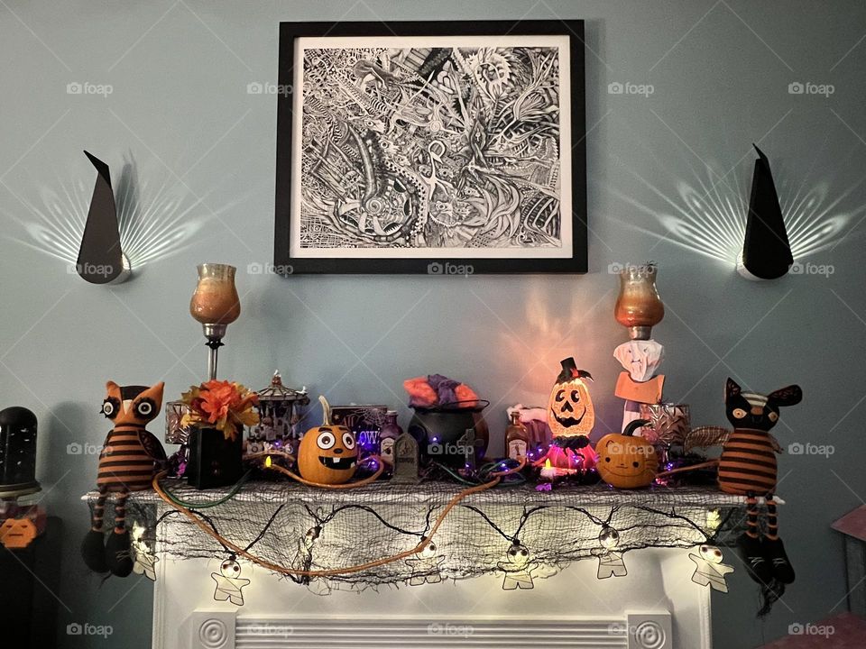 Some of our creepy indoor Halloween decorations 