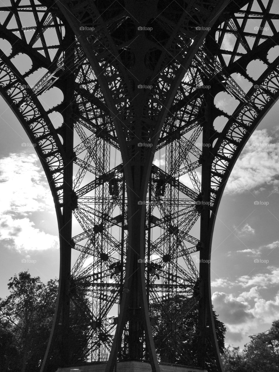 Eiffel Tower structure. Eiffel Tower structure in black and white