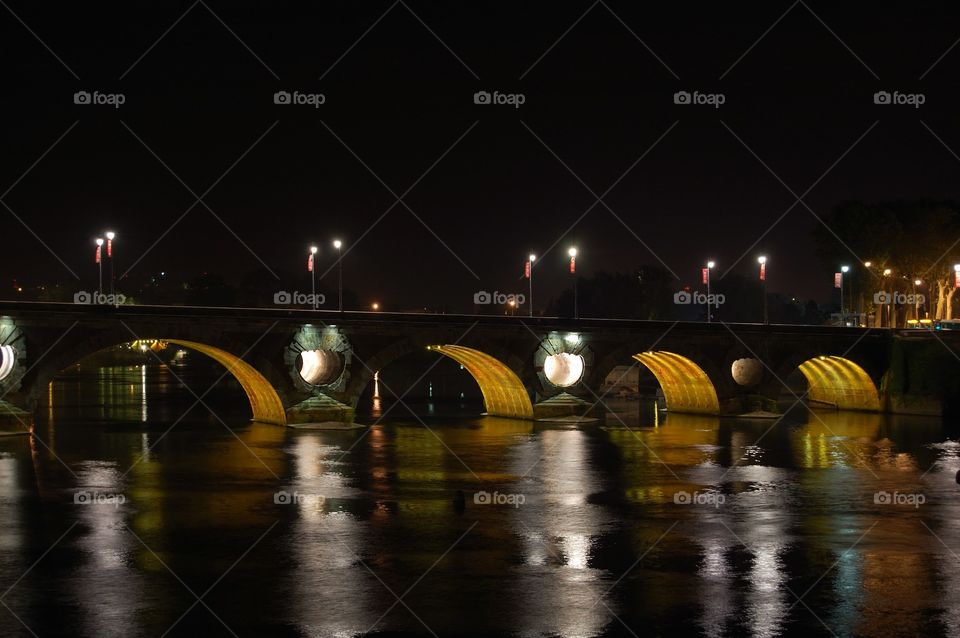 Pont Neuf, Toulouse, France. Night shot of Pont Neuf