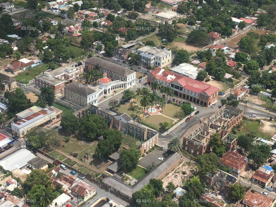 The Historic City and original capital of Jamaica during Spanish rule , Spanish Town , this is a photo of the original government buildings , now surrounded by the rest of the modern city 