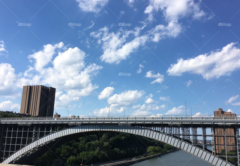 Bridge overpass blue sky white clouds 