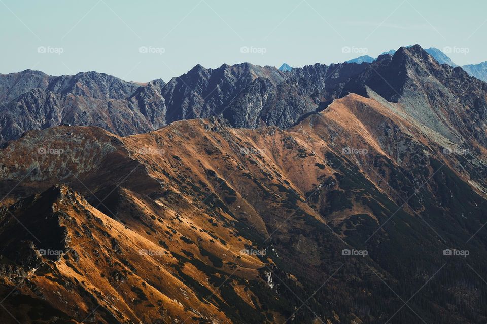 Mountain landscape in Tatra National Park in Poland. Popular tourist attraction. Amazing nature scenery. Best famous travel locations. Beauty of nature concept background