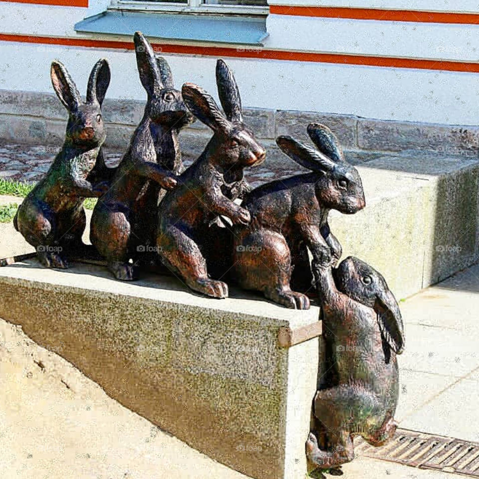 Sculpture hares St. Petersburg