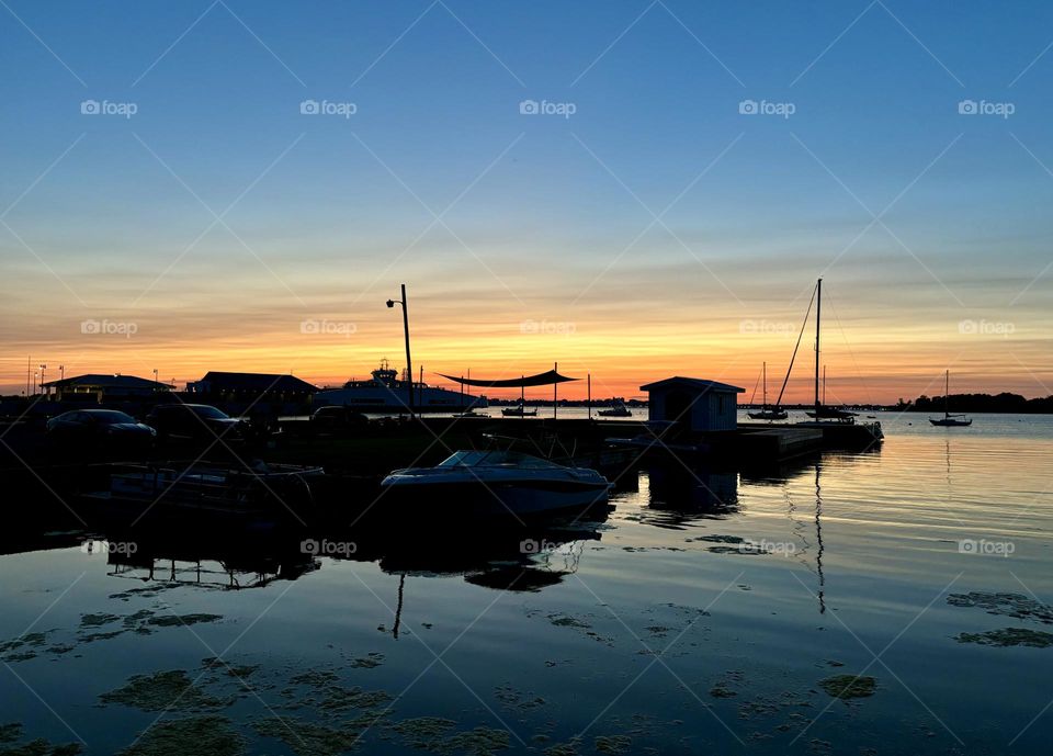 A midsummer sunset, Barrett Bay on Lake Ontario as seen from Marysville, Wolfe Island.