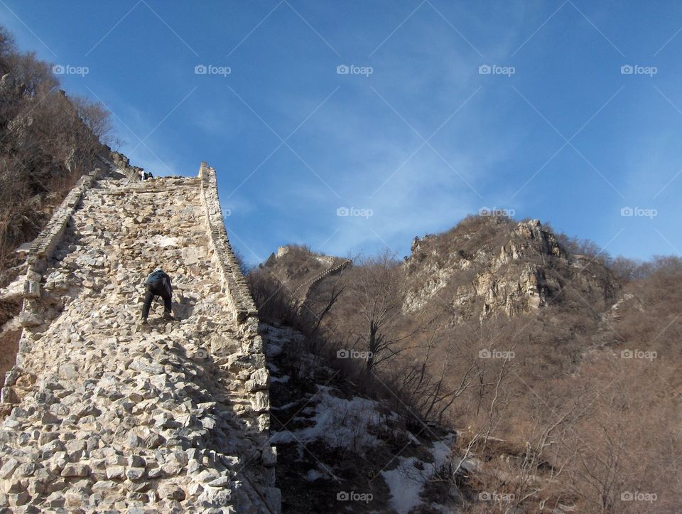 Hiking unrenovated Great Wall near  Beijing China