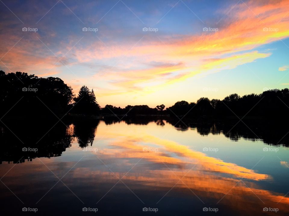 Pond sunset