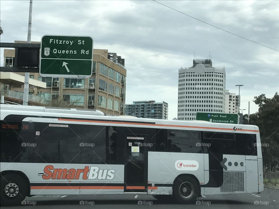 View of the Smart Bus in Melbourne City Australia 