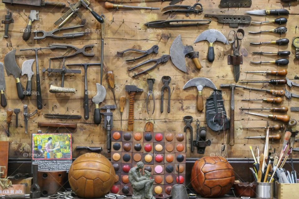Work desk in a tannery