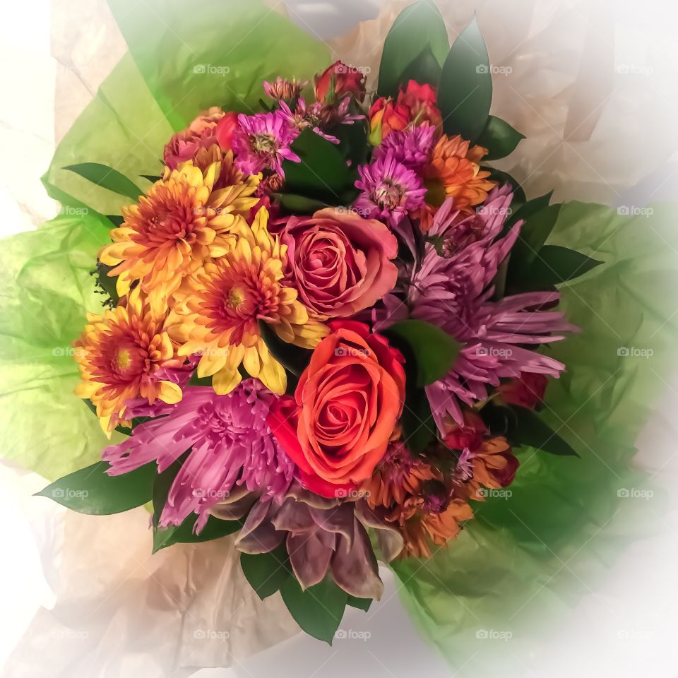 Colourful bouquet of flowers