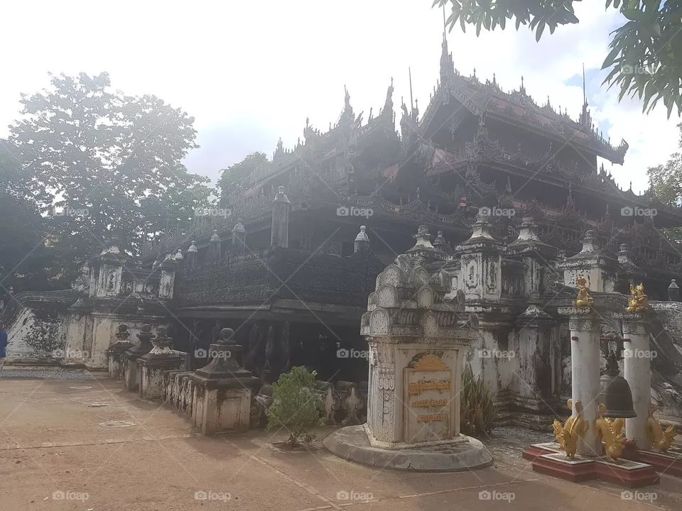 Ancient teak houses in Mandalay city