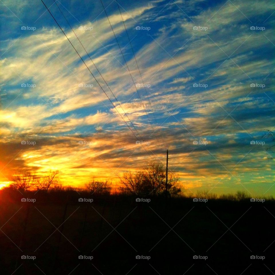 Texas sunset clouds sky blue