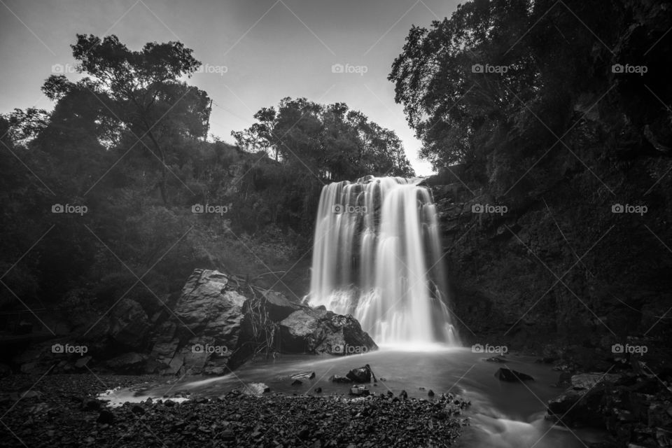 Black and white long exposure waterfall