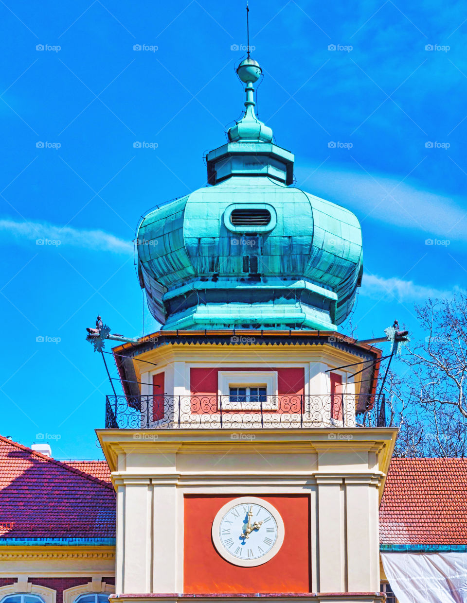 Low angle view of clock tower against sky.