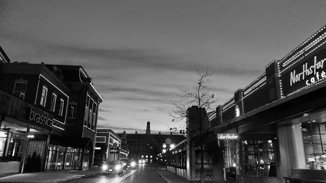 An early morning commute to the local Coffee bar. Few are out on this cold morning, but no doubt they have the same goal in mind. 