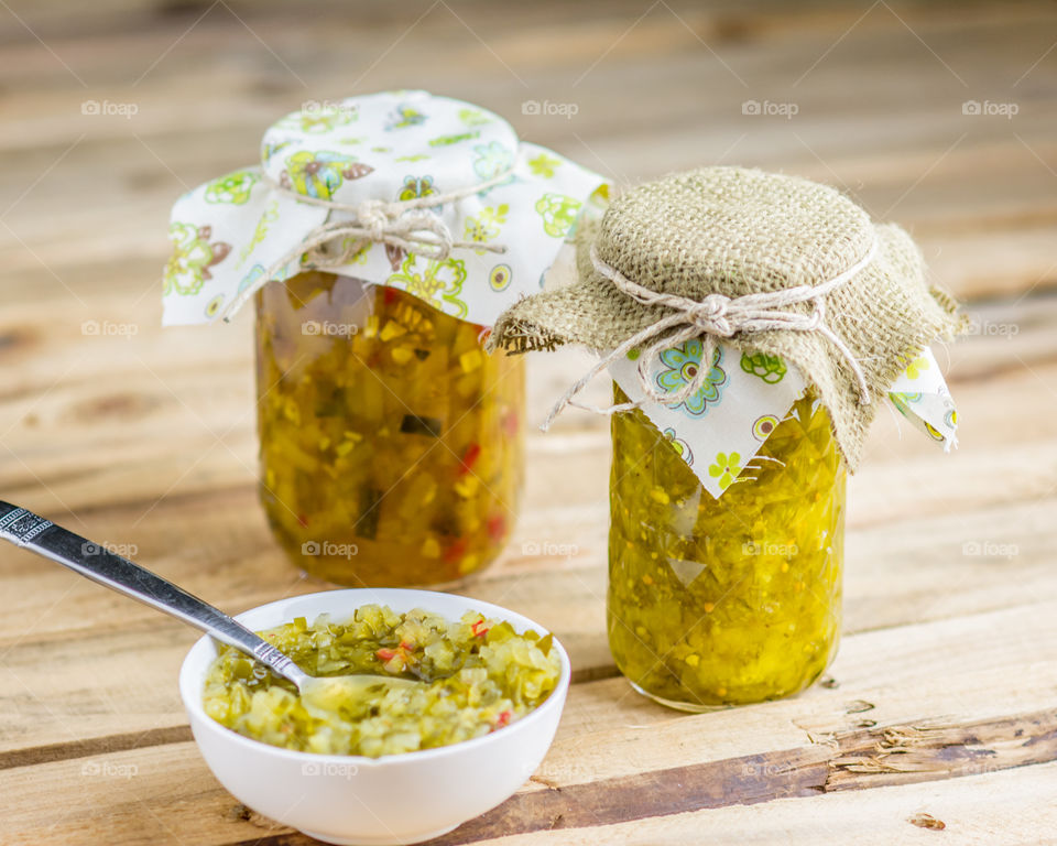 Homemade Relish in mason jars