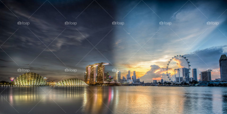Singapore skyline during night